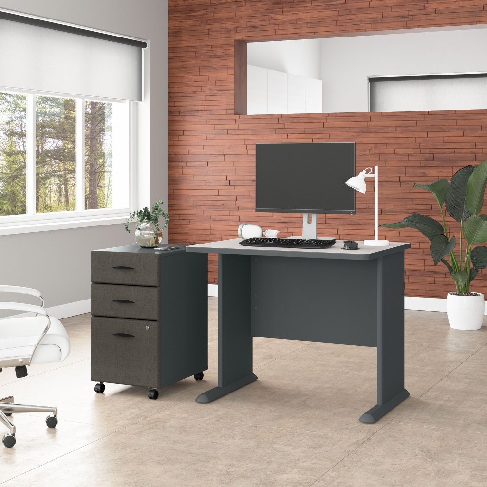 Series A 36W Desk with Mobile File Cabinet